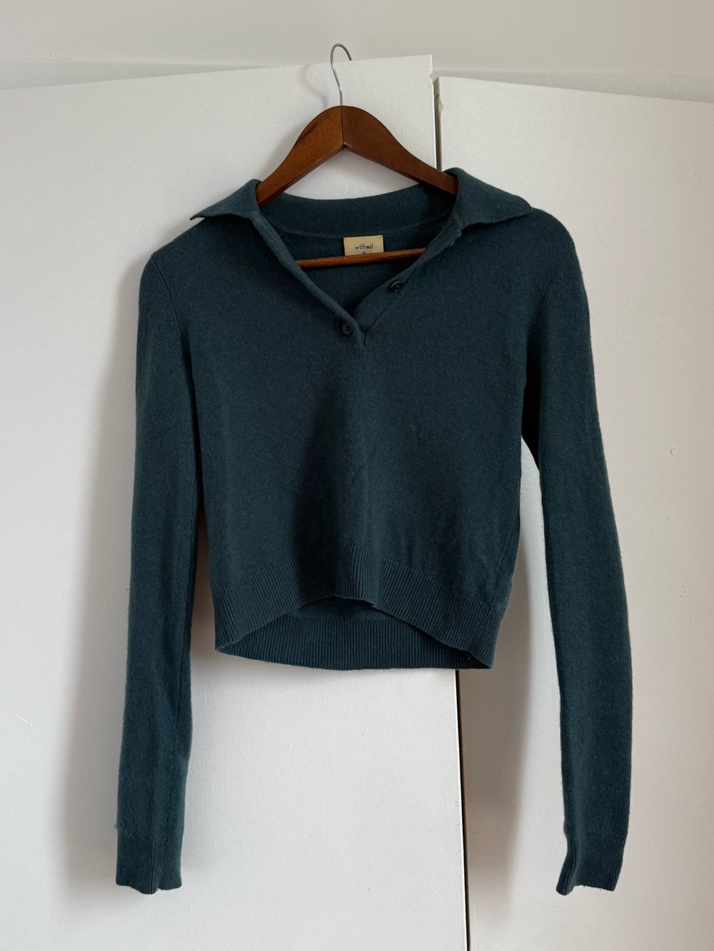 Wilfred Forest Green Cashmere Collared Knit Sweater